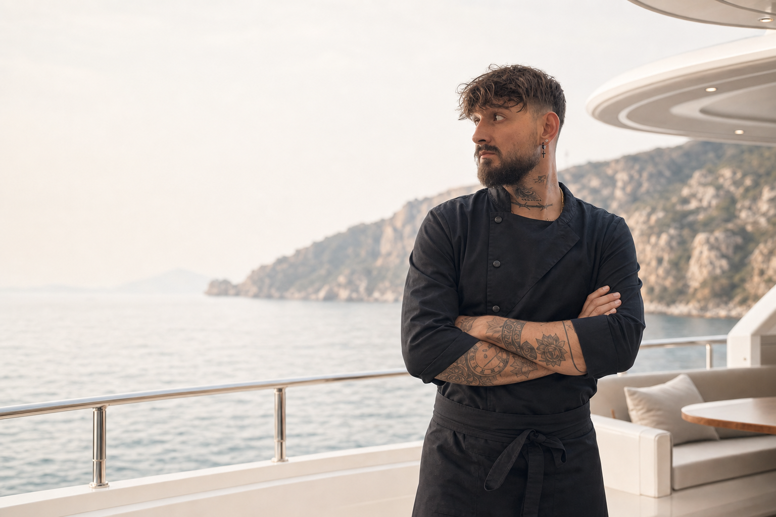 Stjepan Ivanac aboard a yacht on the Adriatic coast